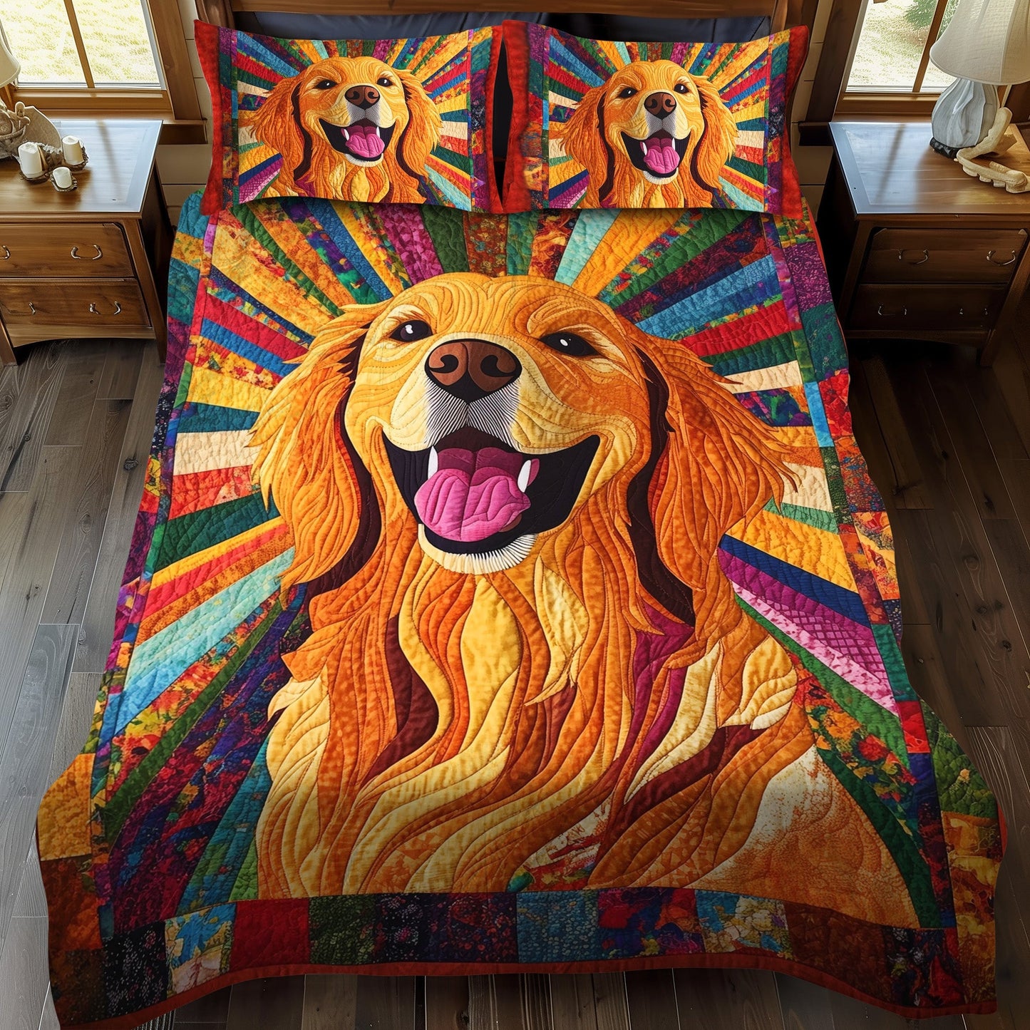 Sunshine Retriever 3-Piece Quilted Bedding Set - Single (59" x 70")
