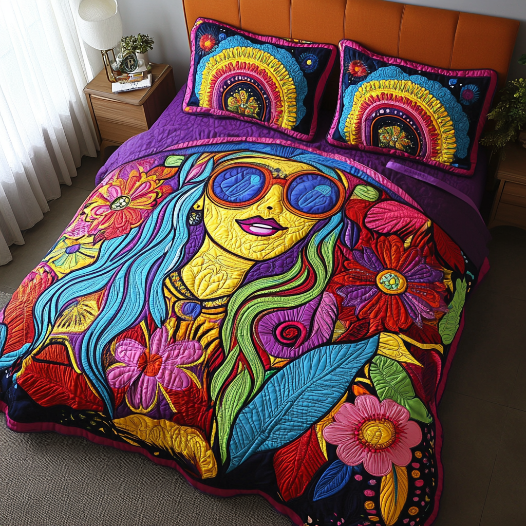 Sunshine Diva 3-Piece Quilted Bedding Set - Single (59" x 70")