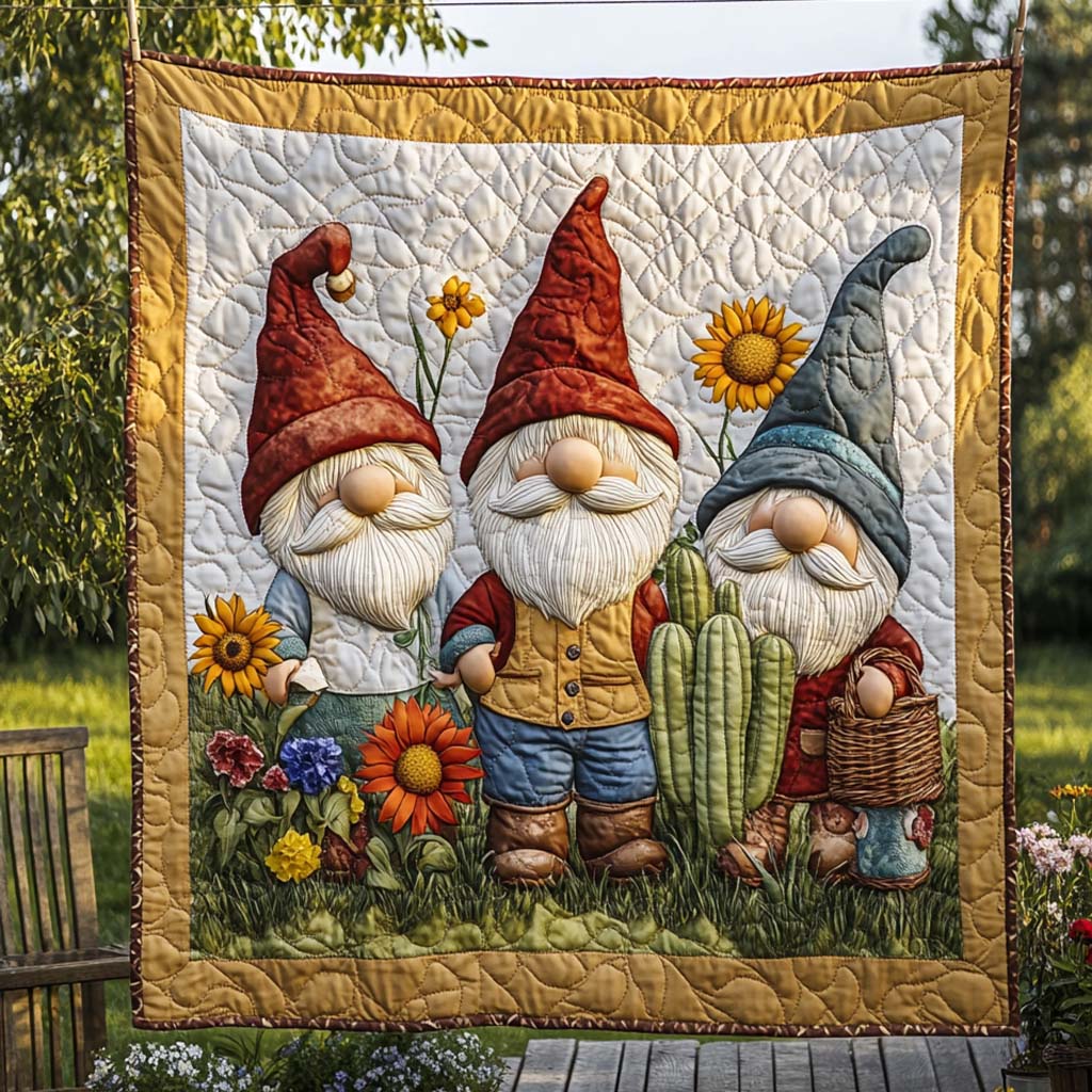 Sunshine Gnome Group Quilted Blanket - Baby (30" x 40") - Pack 1