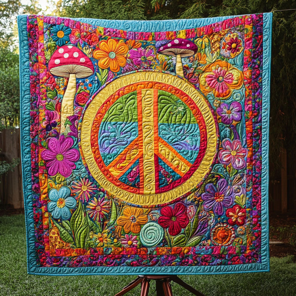Sunshine Peace Quilted Blanket - Throw (55" x 60")