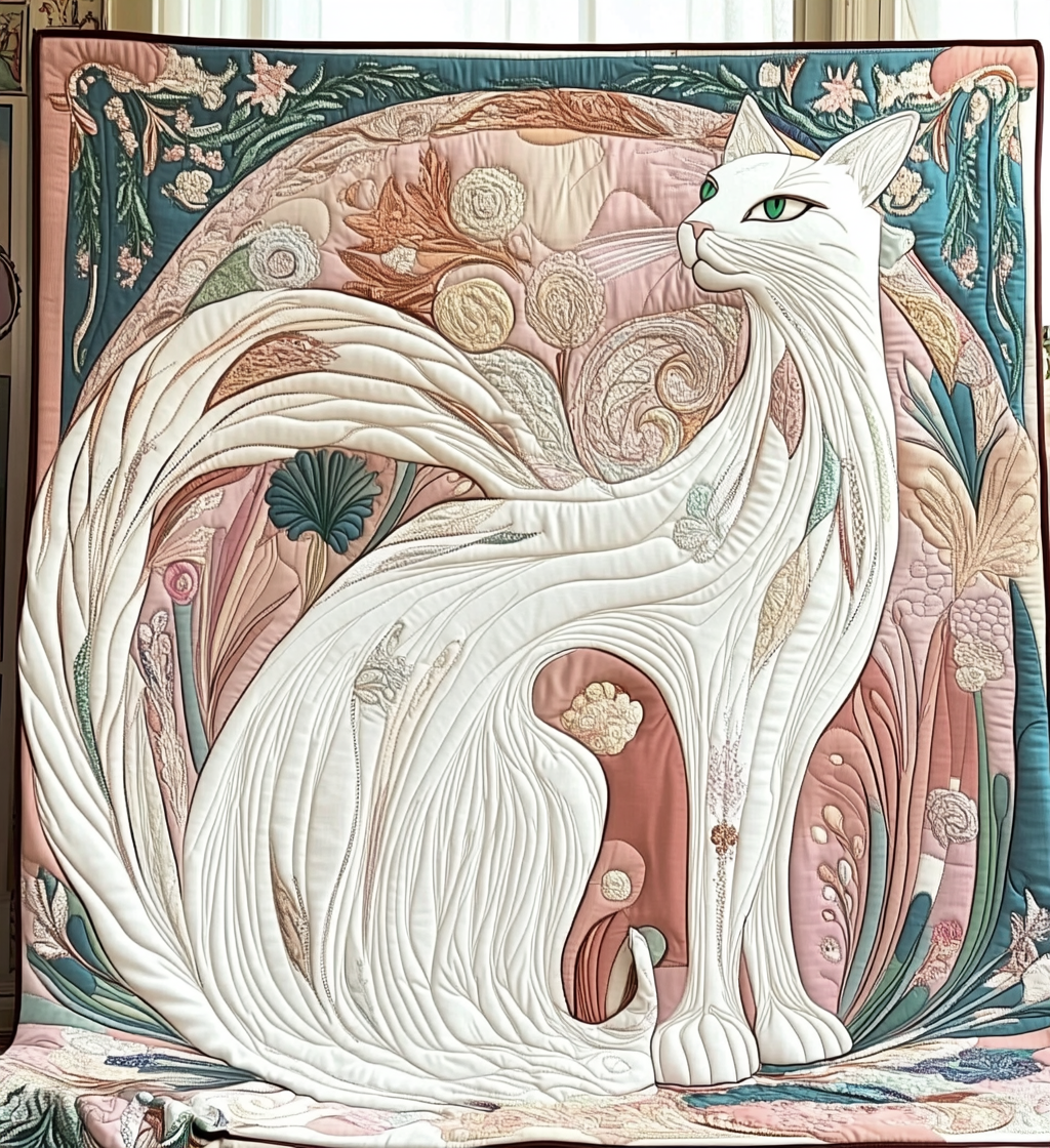 Surreal Feline Quilted Blanket - Throw (55" x 60")