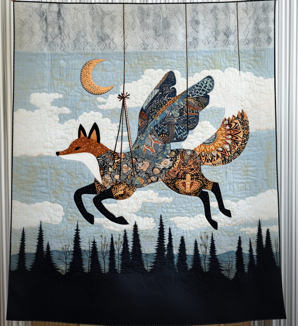 Surreal Fox Quilted Blanket - Throw (55" x 60")