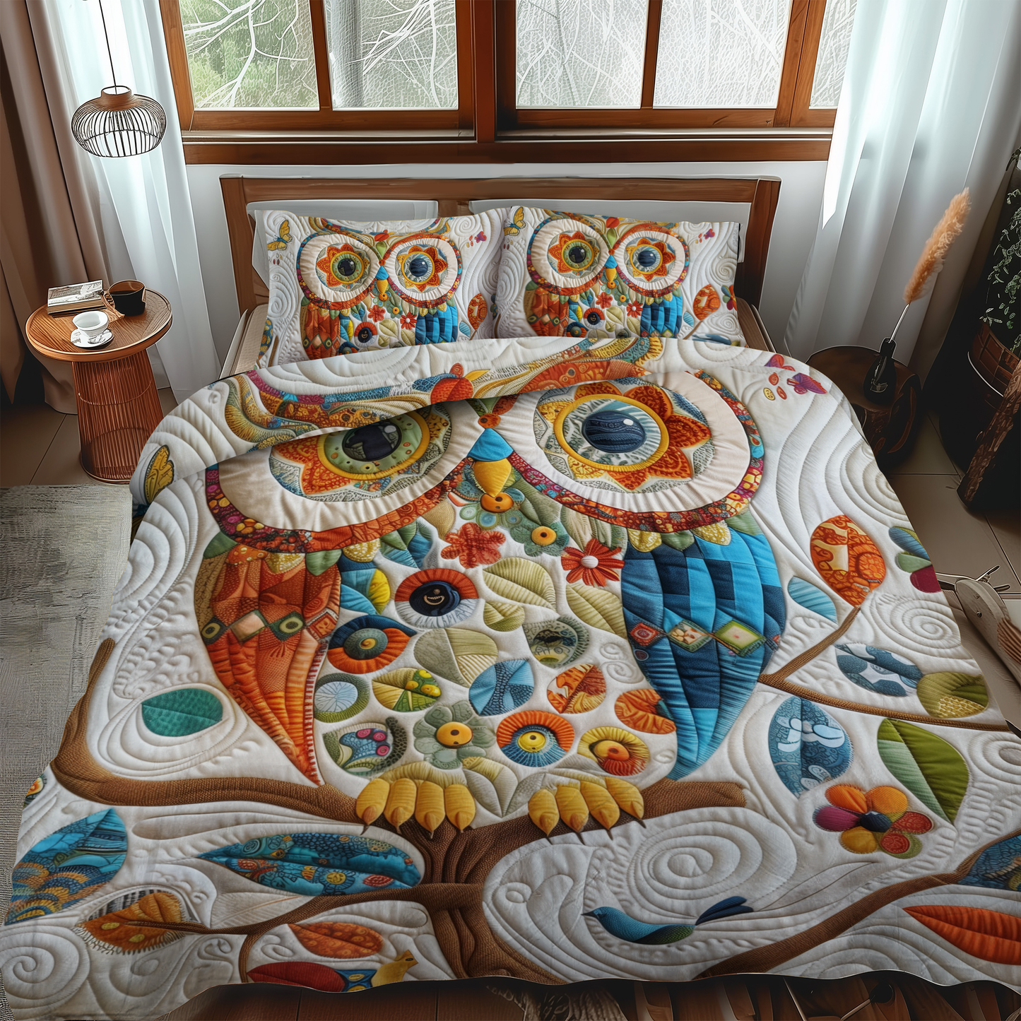 Sweet Owl 3-Piece Quilted Bedding Set - Single (59" x 70")