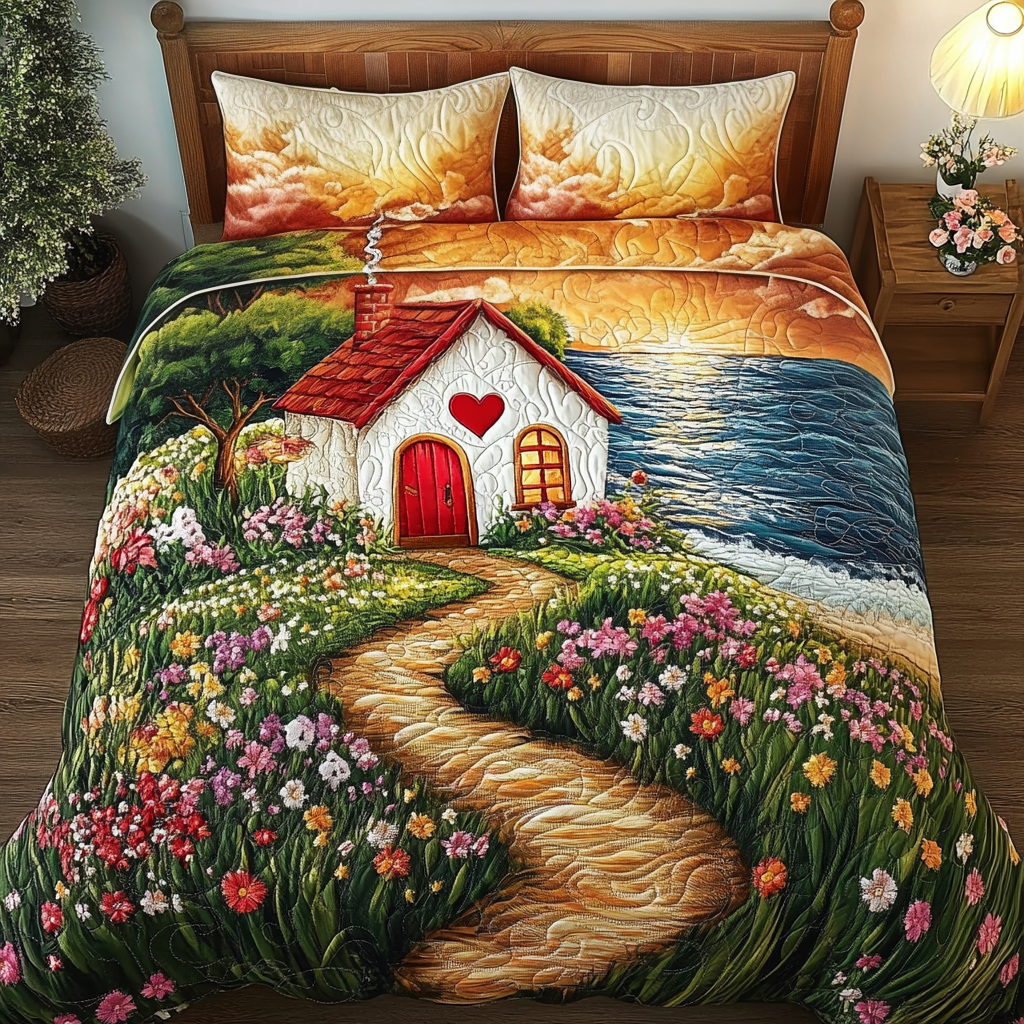 Sweet Blossom 3-Piece Quilted Bedding Set - Single (59" x 70")