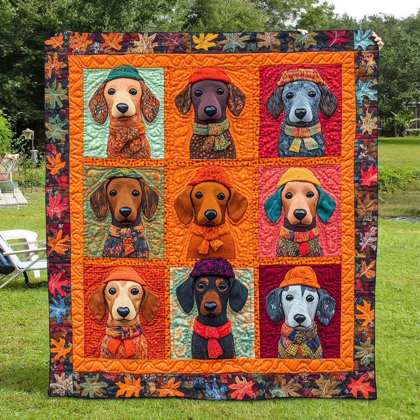 Sweet Dachshund Quilted Blanket - Throw (55" x 60")