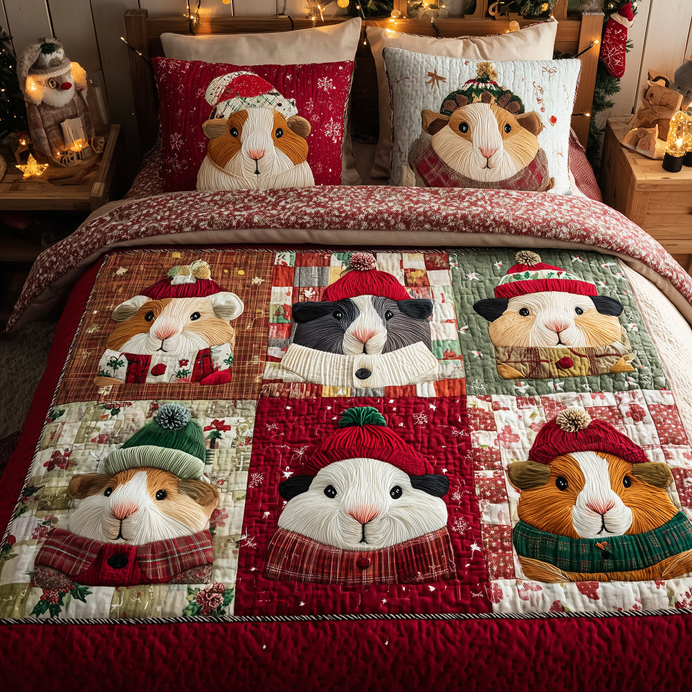 Sweet Guinea Pig 3-Piece Quilted Bedding Set - Single (59" x 70")