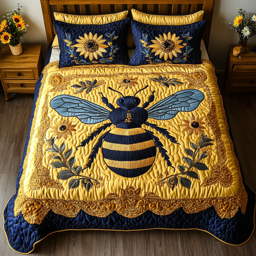 Sweet Nectar 3-Piece Quilted Bedding Set - Single (59" x 70")