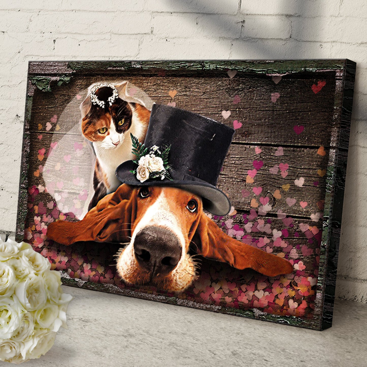 Cat Bride And Dog Groom Canvas Wall Art