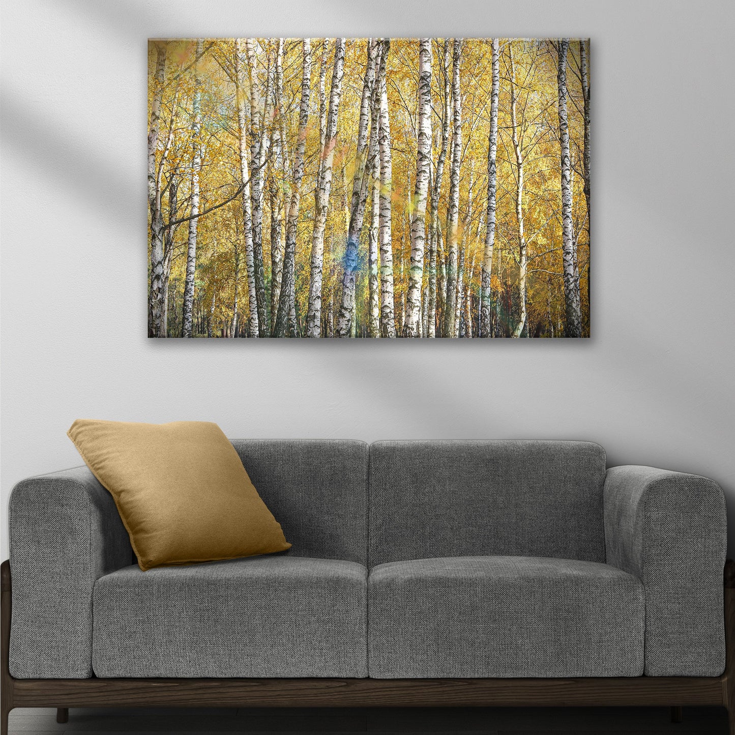 White Birch Trees With Golden Leaves Canvas Wall Art