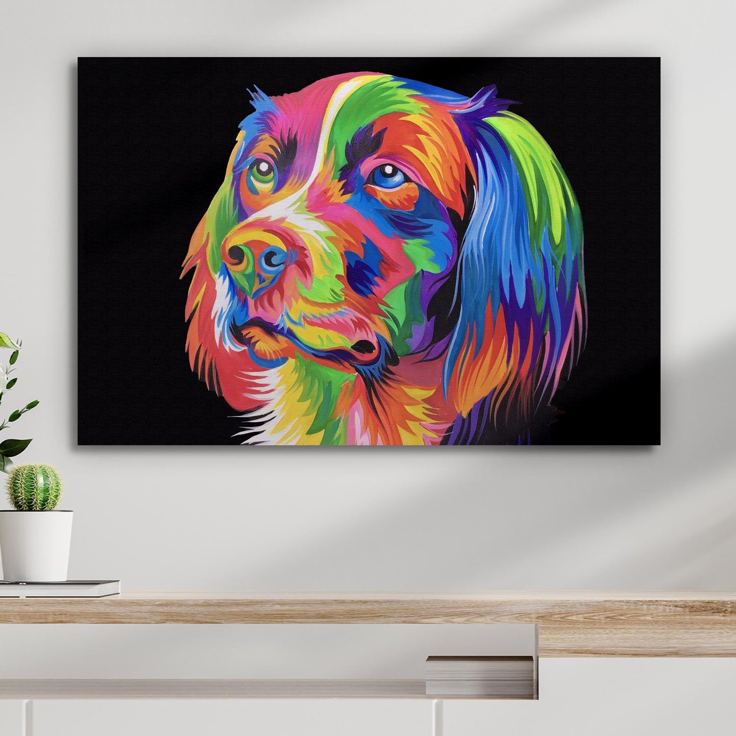 Rainbow Dog Painting Canvas Wall Art
