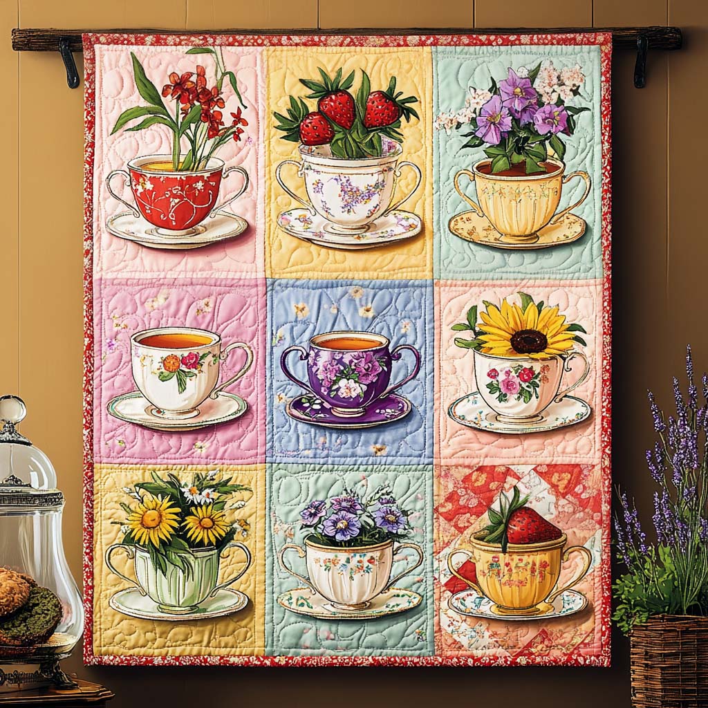 Tea Garden Quilted Blanket - Throw (55" x 60")