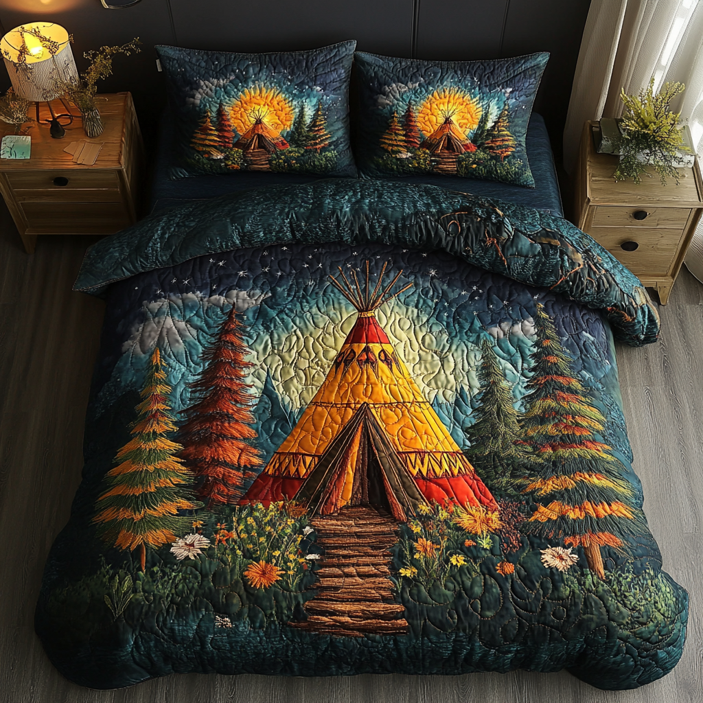Teepee Dream 3-Piece Quilted Bedding Set - Single (59" x 70")