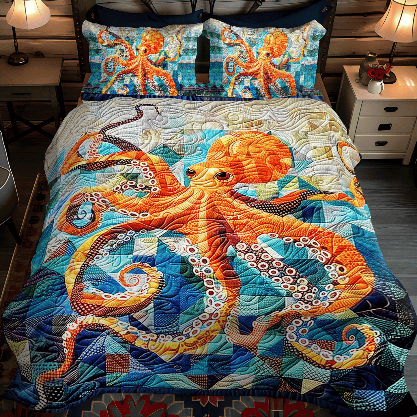 Tentacle Tango 3-Piece Quilted Bedding Set - Single (59" x 70")