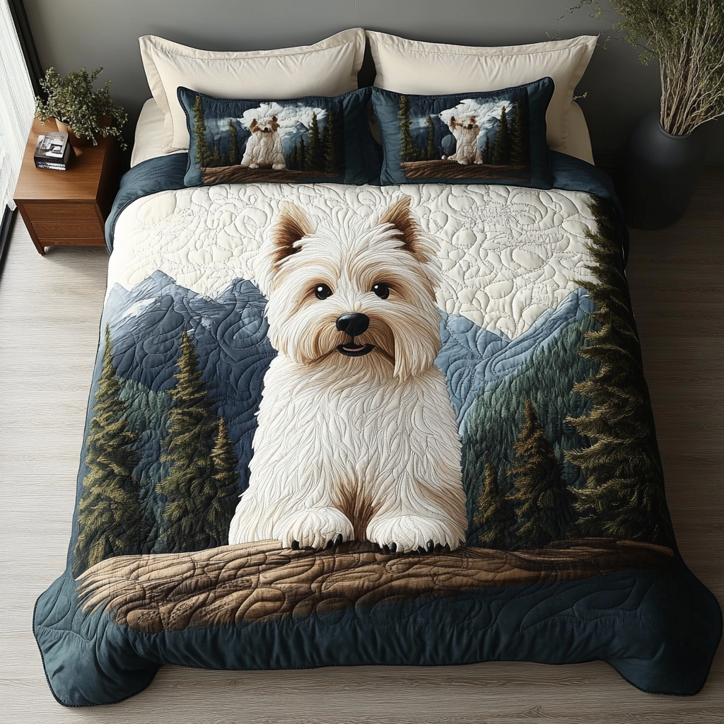 Terrier Charm 3-Piece Quilted Bedding Set - Single (59" x 70")