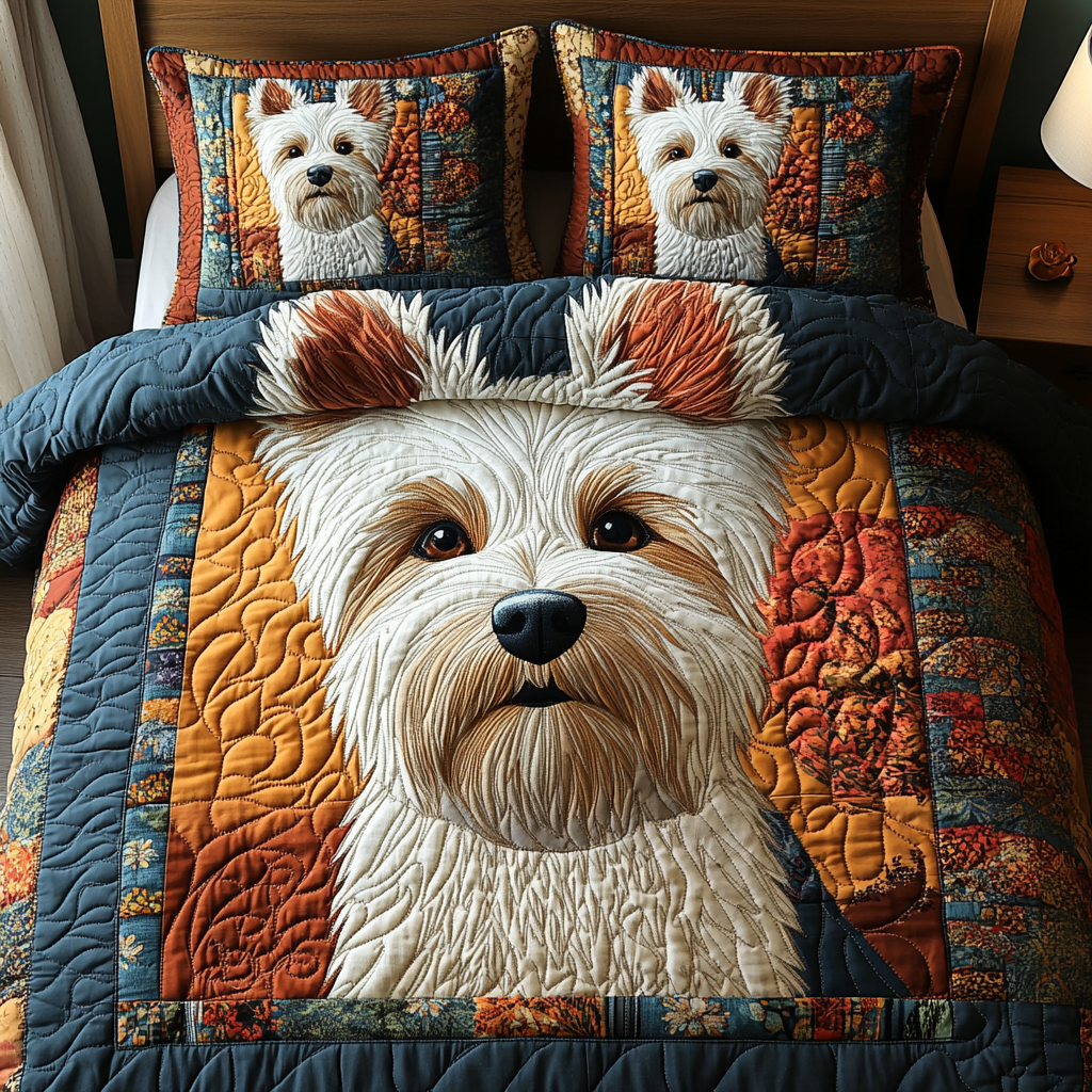 Terrier Dream 3-Piece Quilted Bedding Set - Single (59" x 70")