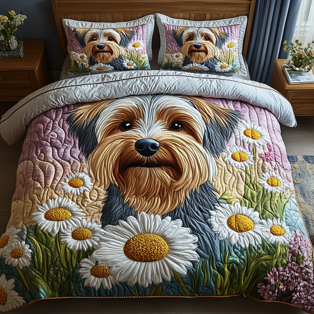 Terrier Tails 3-Piece Quilted Bedding Set - Single (59" x 70")
