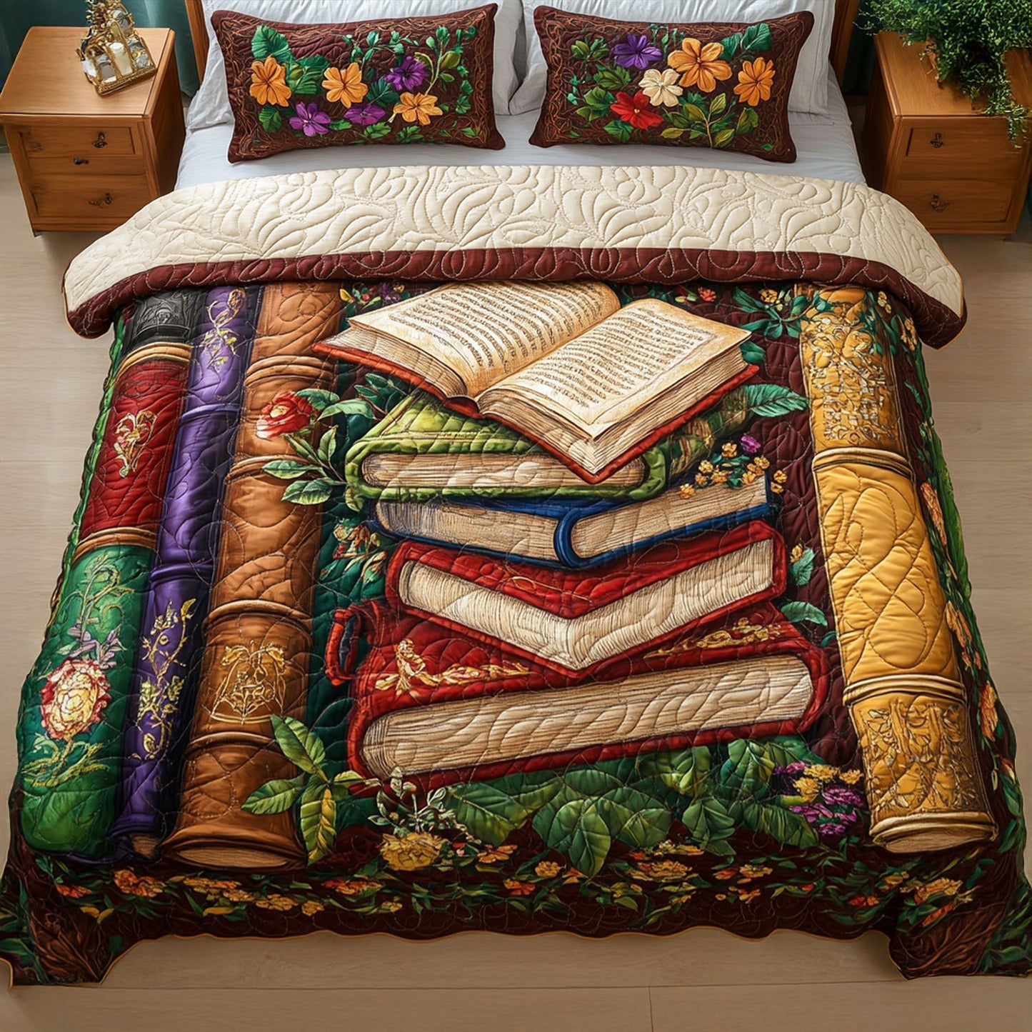The Cozy Bookstack 3-Piece Quilted Bedding Set - Single (59" x 70")