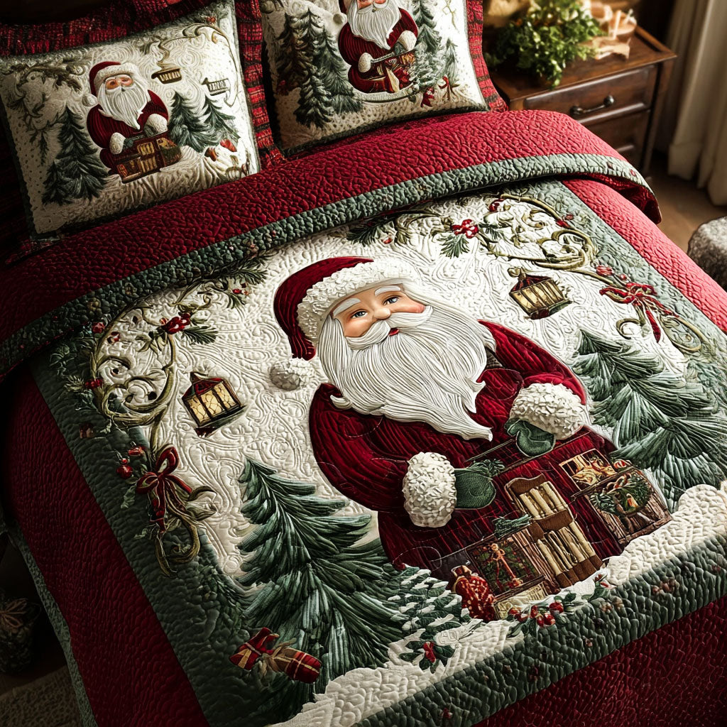 The Gentle Claus 3-Piece Quilted Bedding Set - Single (59" x 70")
