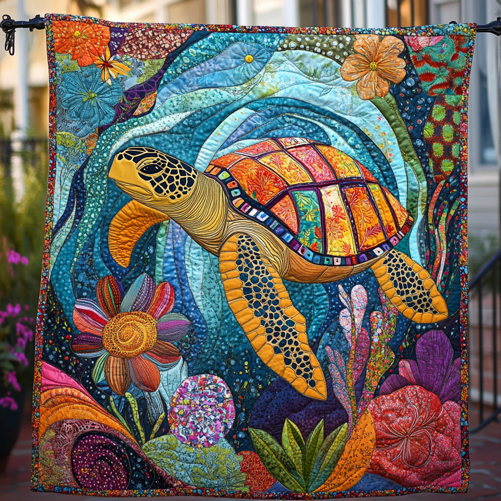 Tidal Serenity Quilted Blanket - Throw (55" x 60")