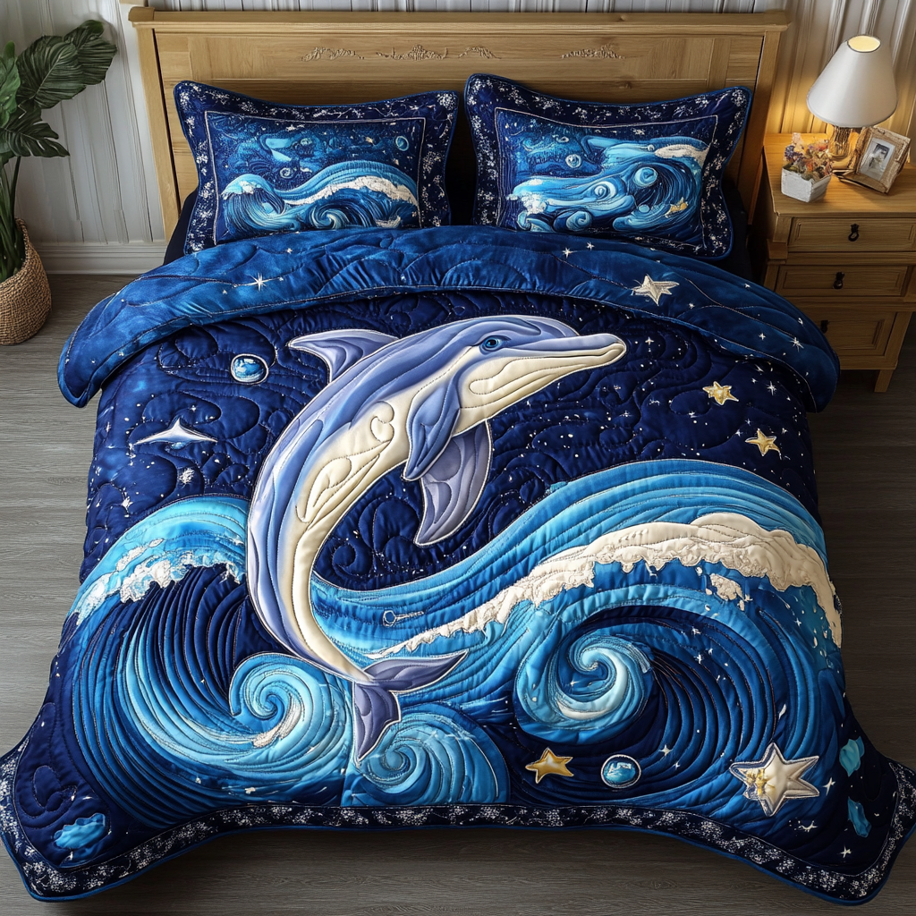Tidal Spirit 3-Piece Quilted Bedding Set - Single (59" x 70")