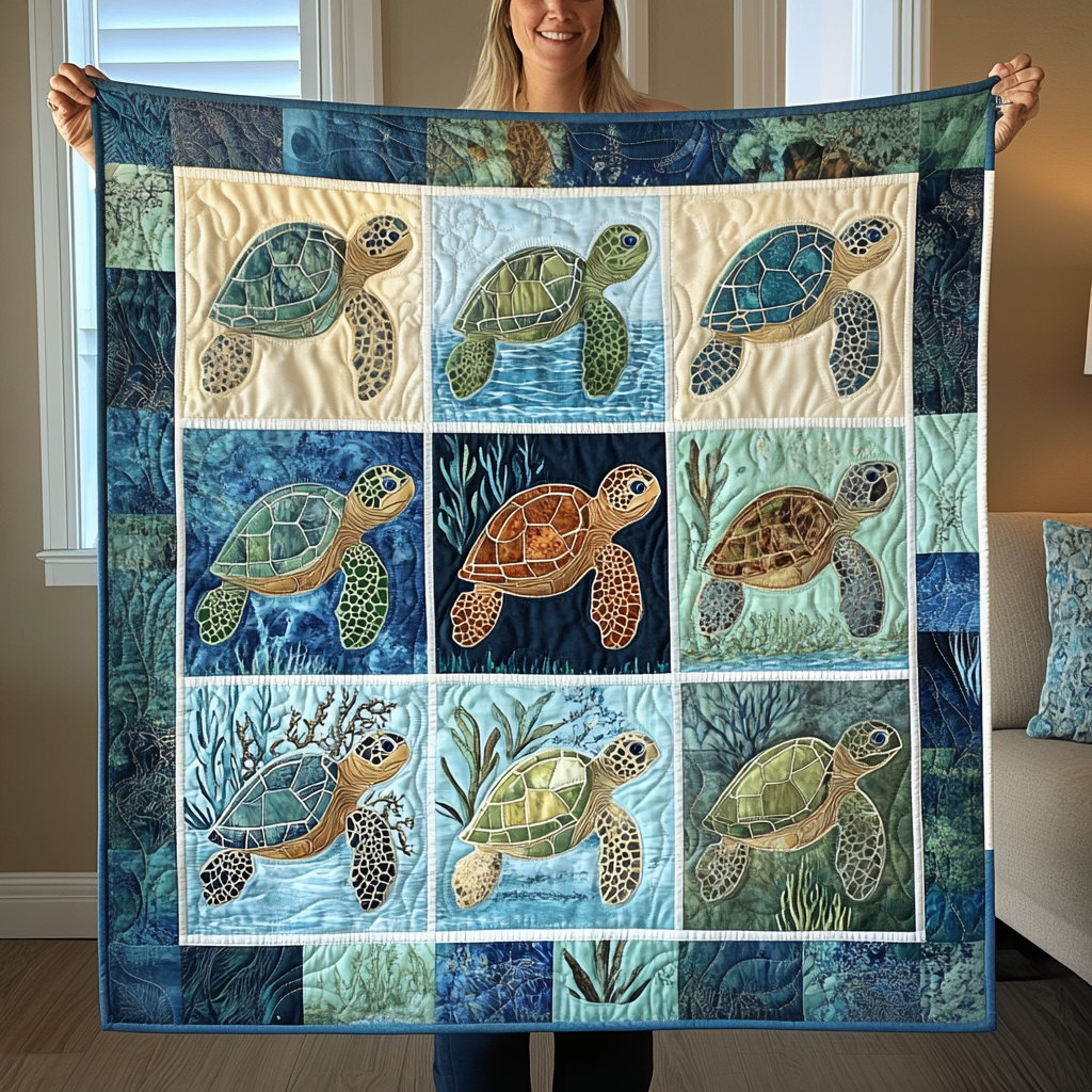Tidal Tranquility Quilted Blanket - Throw (55" x 60")