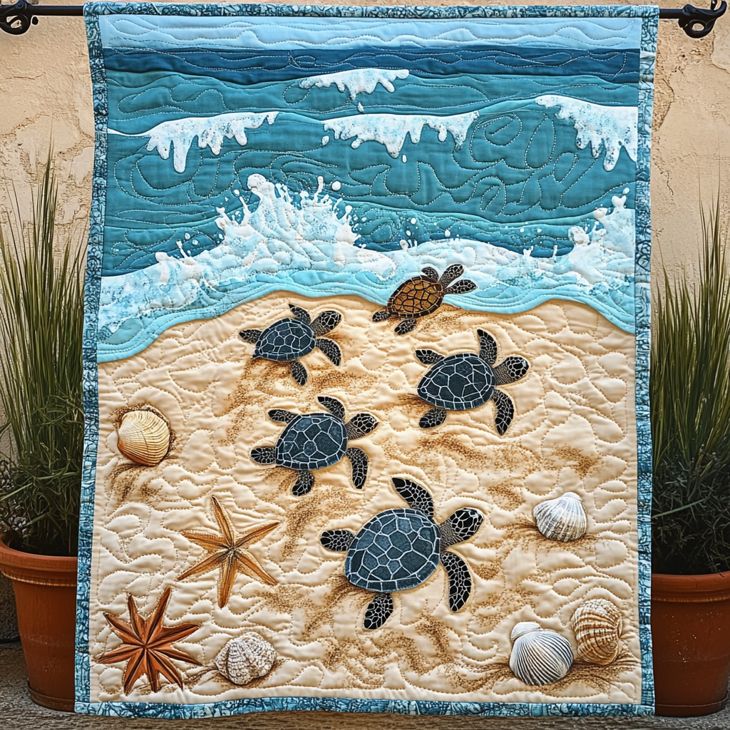 Tidal Voyager Quilted Blanket - Throw (55" x 60")