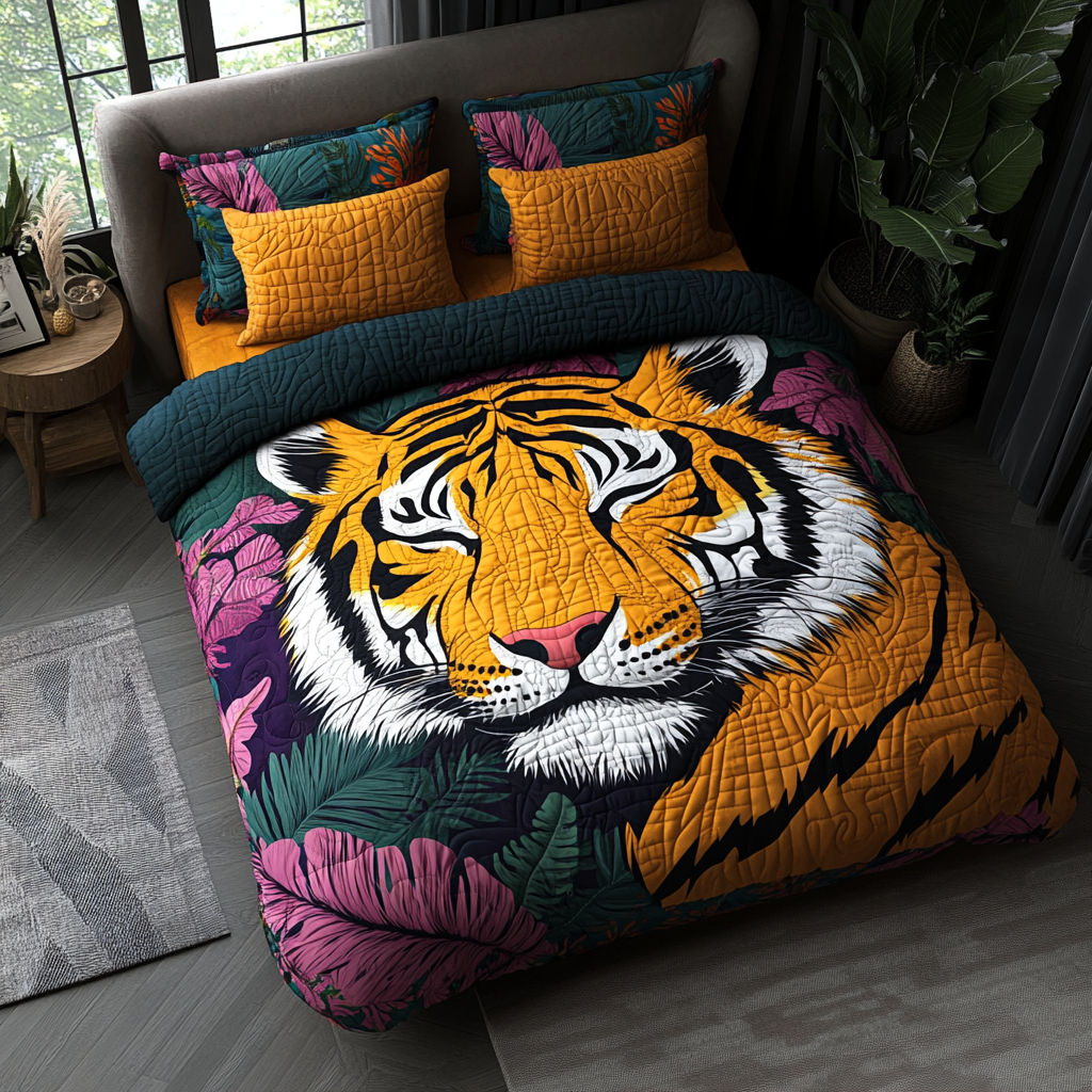 Tiger Tangle Quilted Bedding Set - Single (59" x 70")