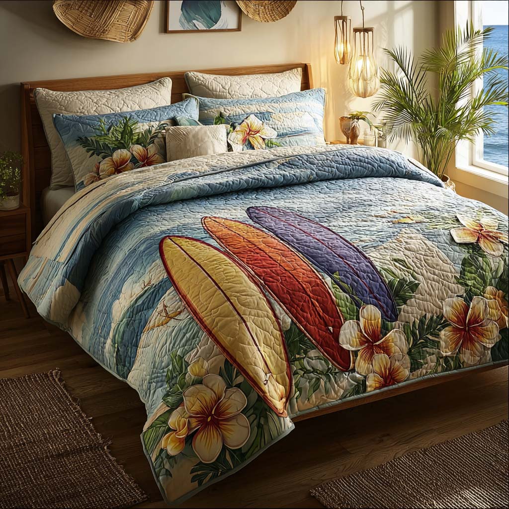 Tiki Coast 3-Piece Quilted Bedding Set - Single (59" x 70")