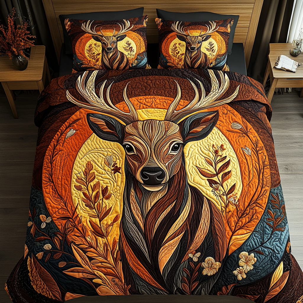 Timber Stag 3-Piece Quilted Bedding Set - Single (59" x 70")