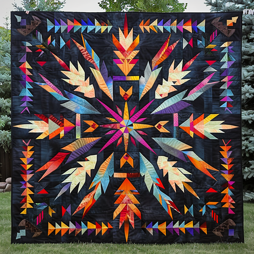 Timeless Feather Quilted Blanket - Throw (55" x 60")
