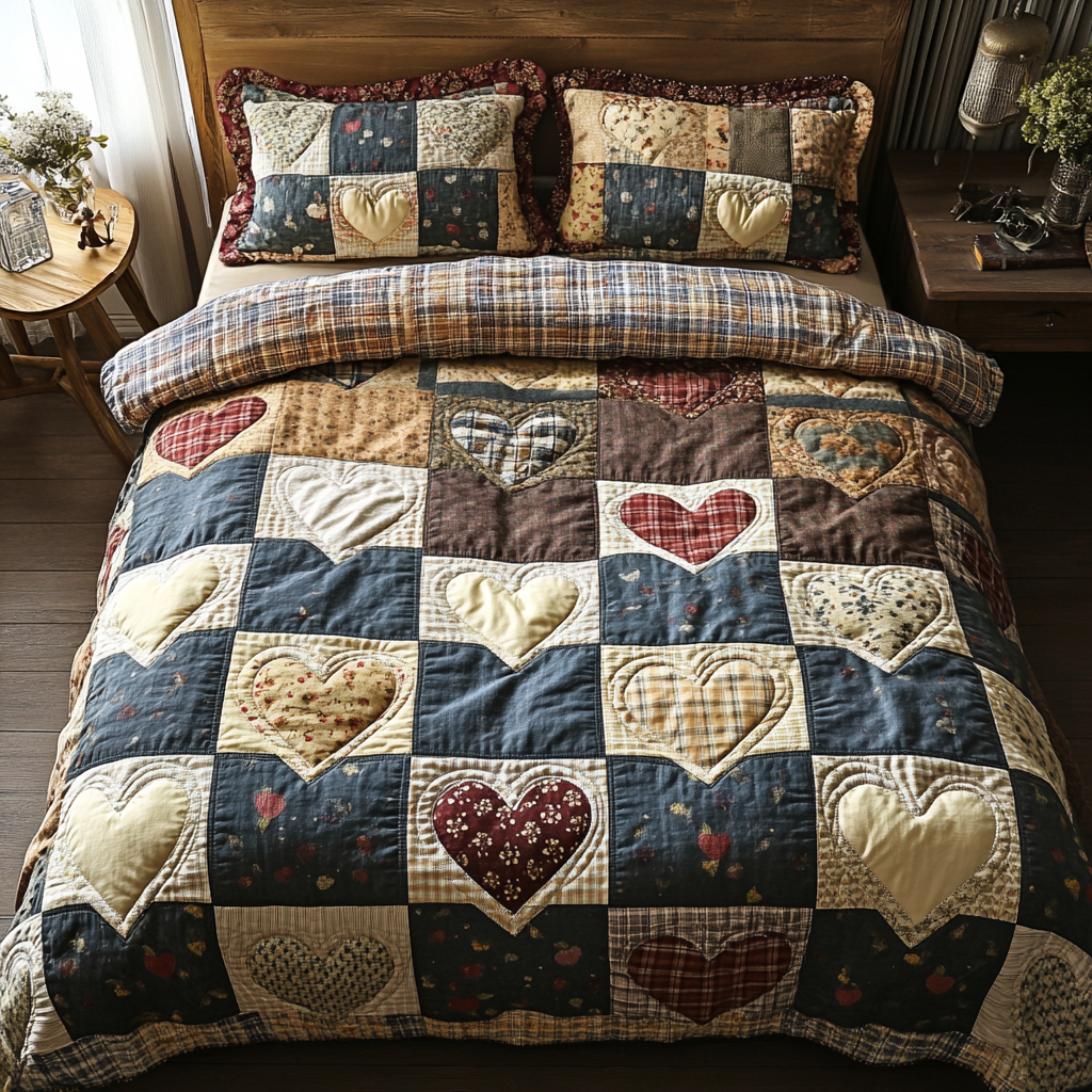 Timeless Love 3-Piece Quilted Bedding Set - Single (59" x 70")