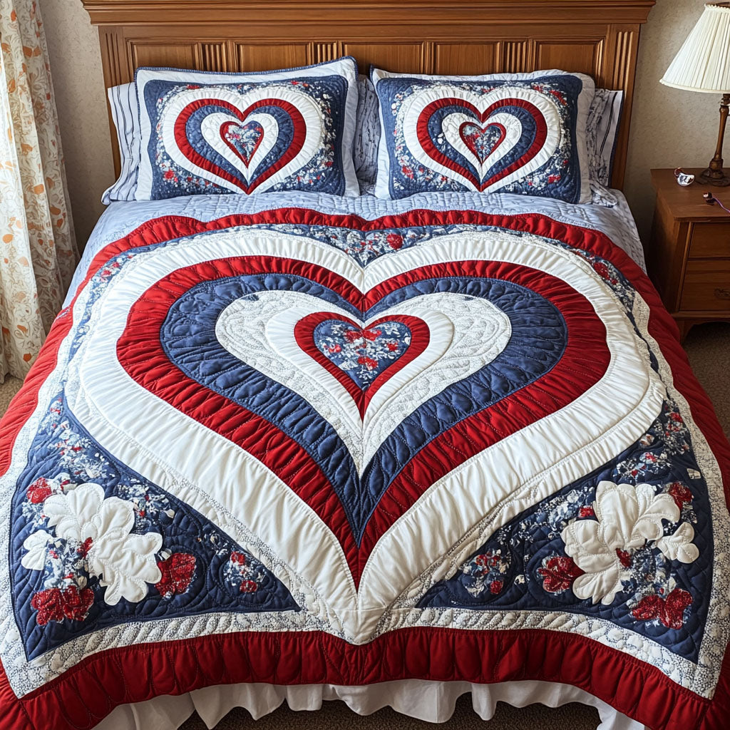 Timeless Love Blooms 3-Piece Quilted Bedding Set - Single (59" x 70")