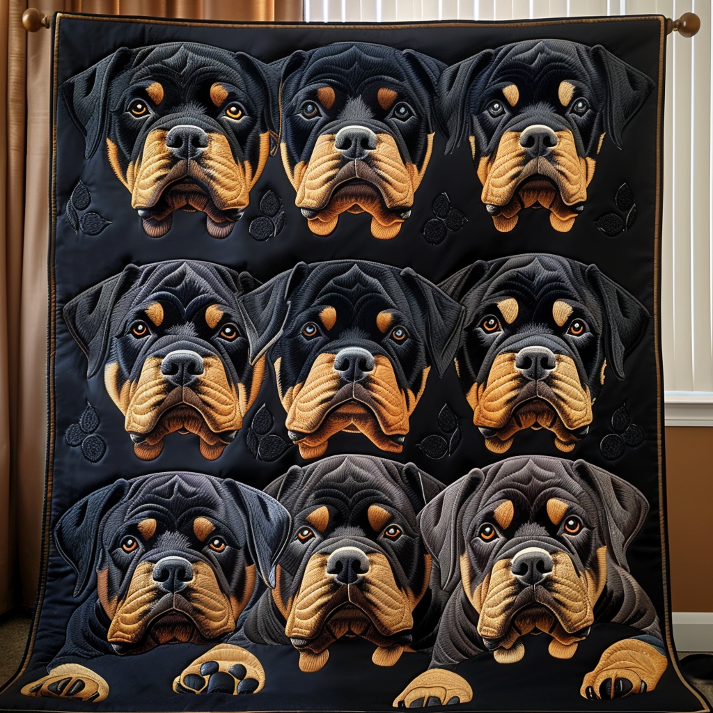Timeless Rottweiler Quilted Blanket - Throw (55" x 60")