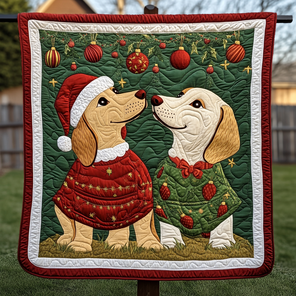 Tinsel And Tails Quilted Blanket - Throw (55" x 60")