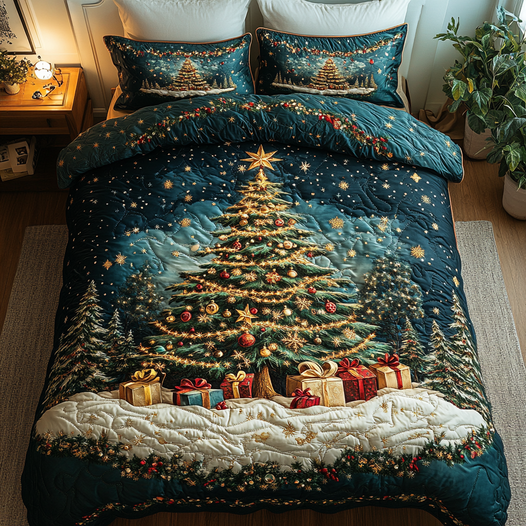 Tinsel Glow 3-Piece Quilted Bedding Set - Single (59" x 70")