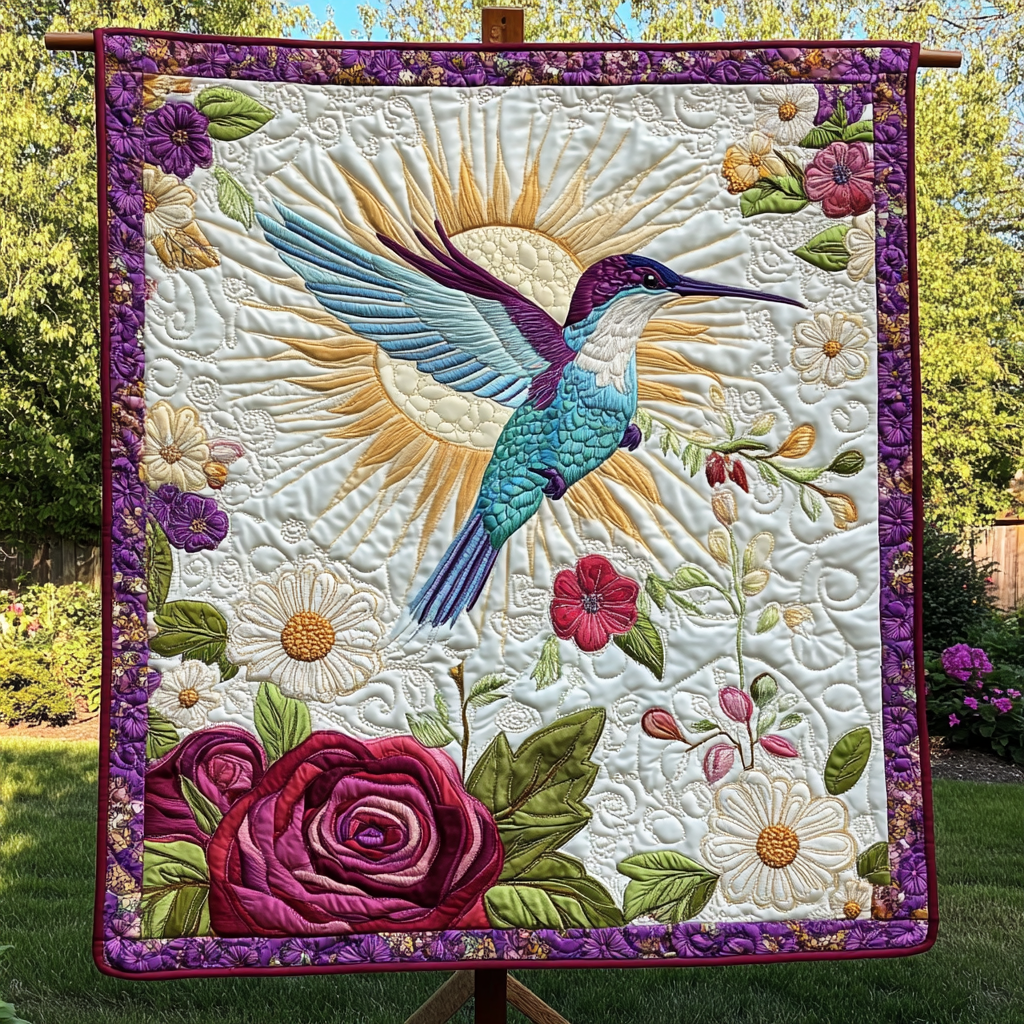 Tiny Jewel Flight Quilted Blanket - Throw (55" x 60")