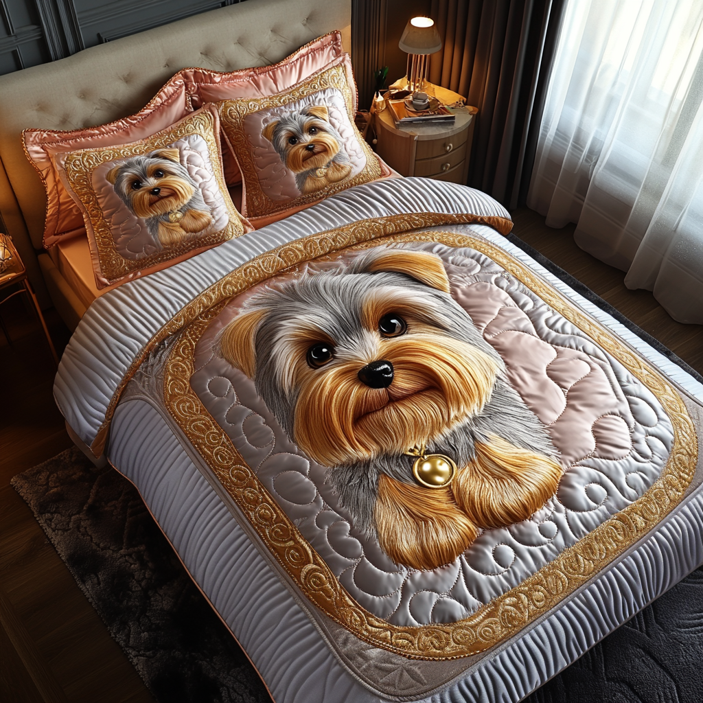 Tiny Terrier 3-Piece Quilted Bedding Set - Single (59" x 70")