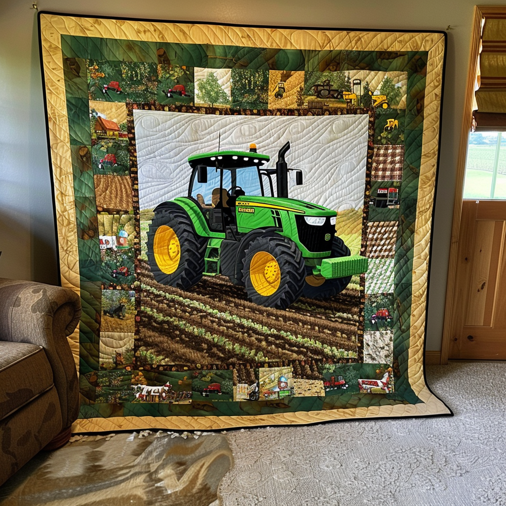 Tractor Trails Quilted Blanket - Throw (55" x 60")