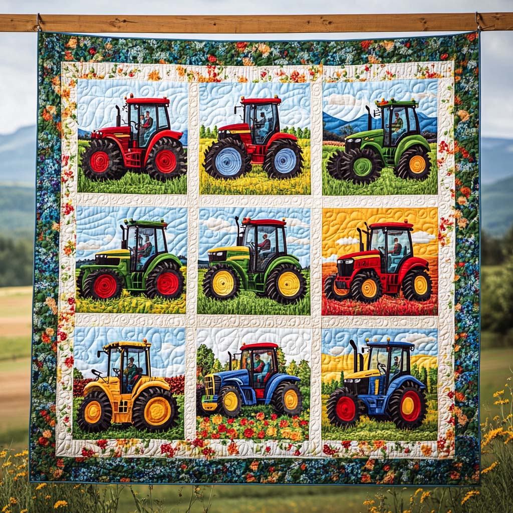 Tractor Tapestry Quilted Blanket - Throw (55" x 60")