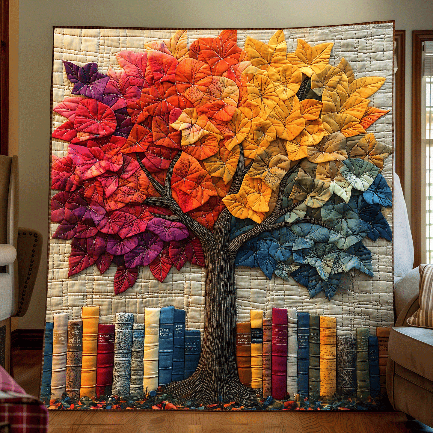 Tree Of Wisdom Quilted Blanket - Throw (55" x 60")