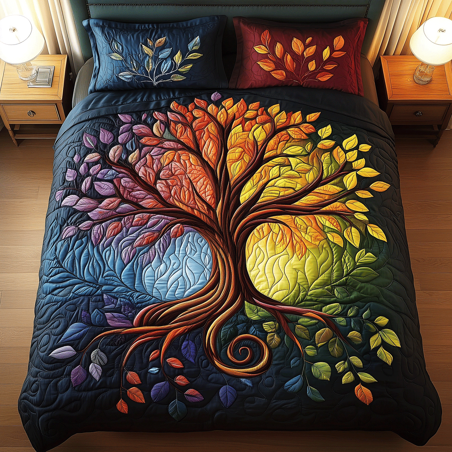 Tree of Harmony 3-Piece Quilted Bedding Set - Single (59" x 70")