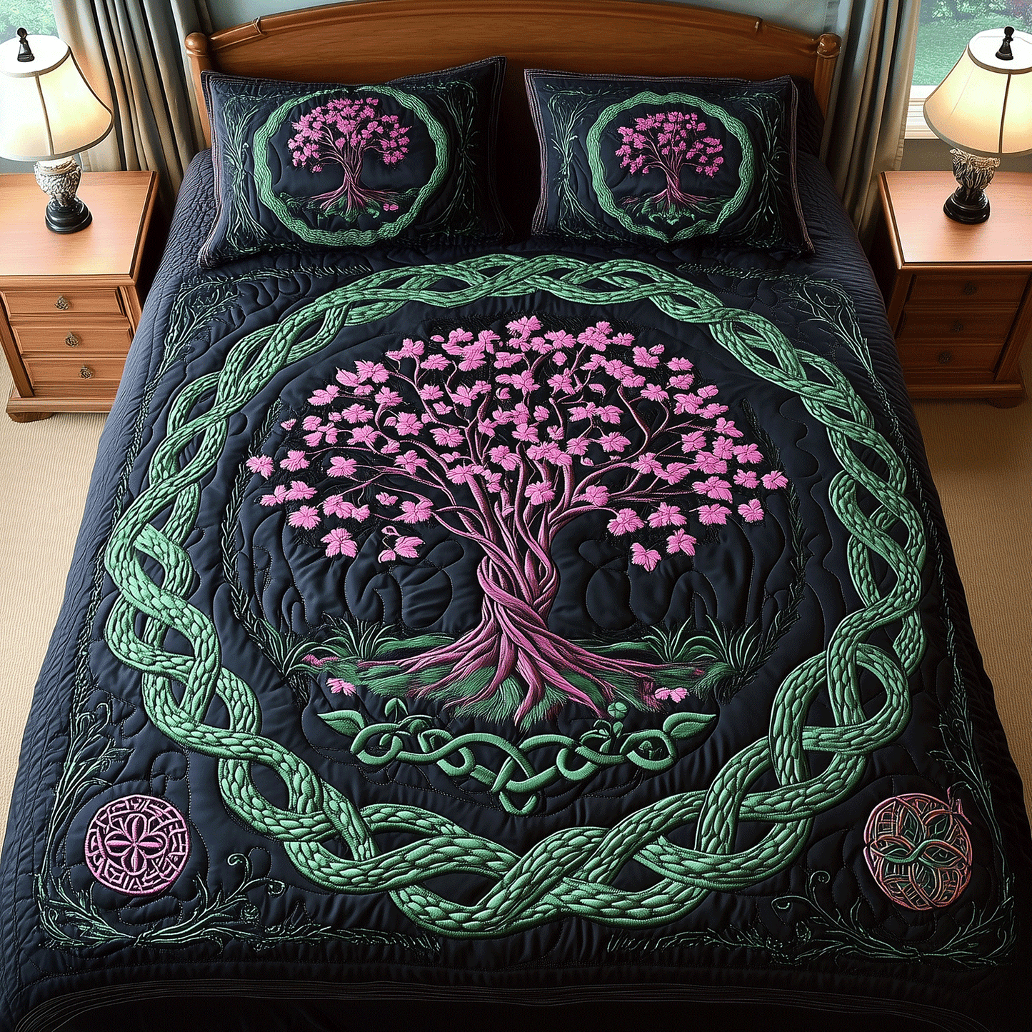 Tree of Unity 3-Piece Quilted Bedding Set - Single (59" x 70")
