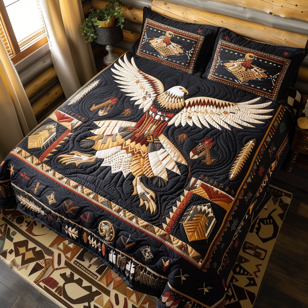 Tribal Eagle Legacy 3-Piece Quilted Bedding Set - Single (59" x 70")