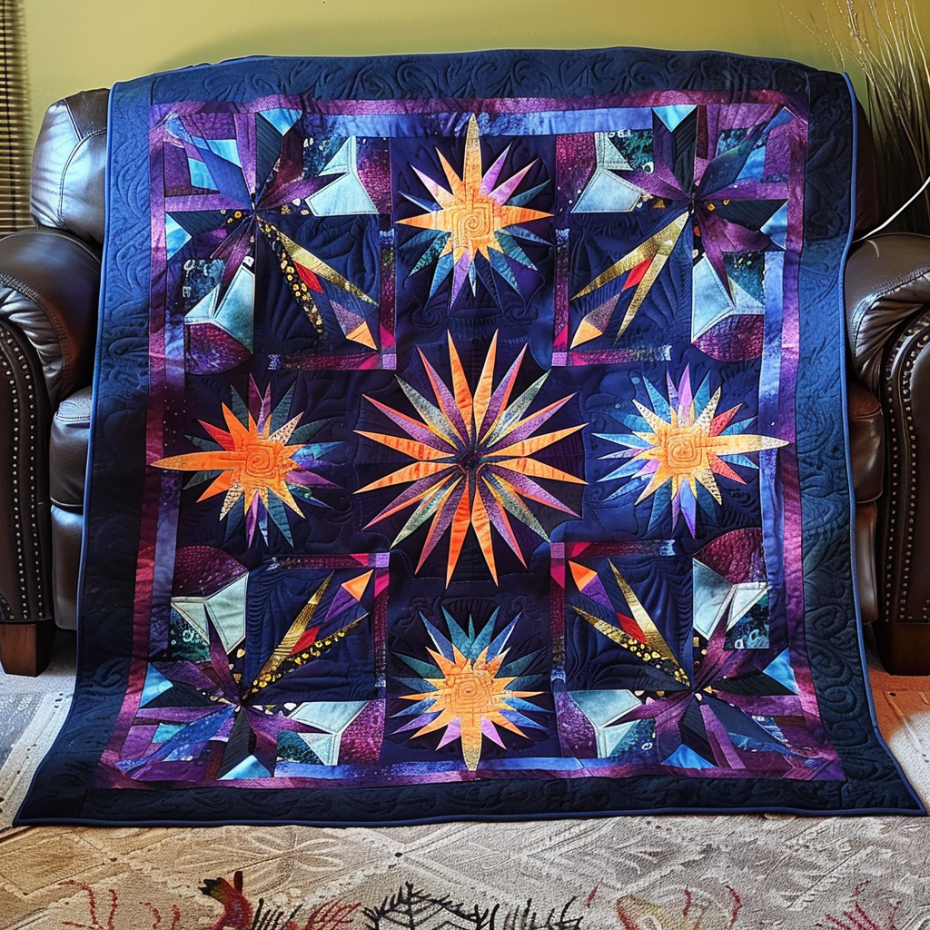 Tribal Spectrum Quilted Blanket - Throw (55" x 60")