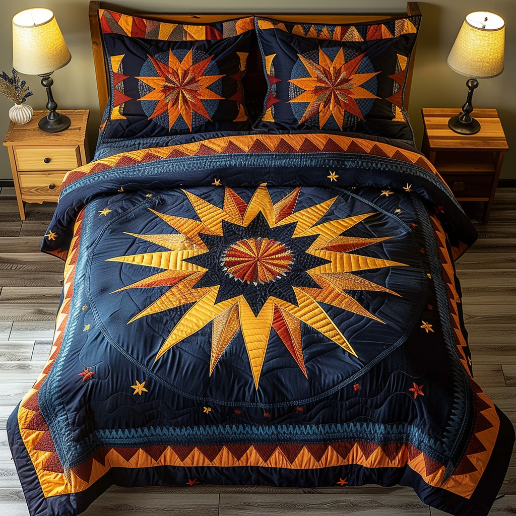 Tribal Sunrise 3-Piece Quilted Bedding Set - Single (59" x 70")