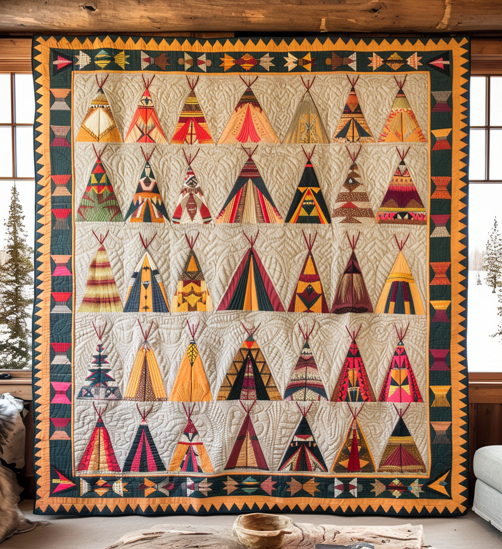 Tribal Charm Quilted Blanket - Throw (55" x 60")