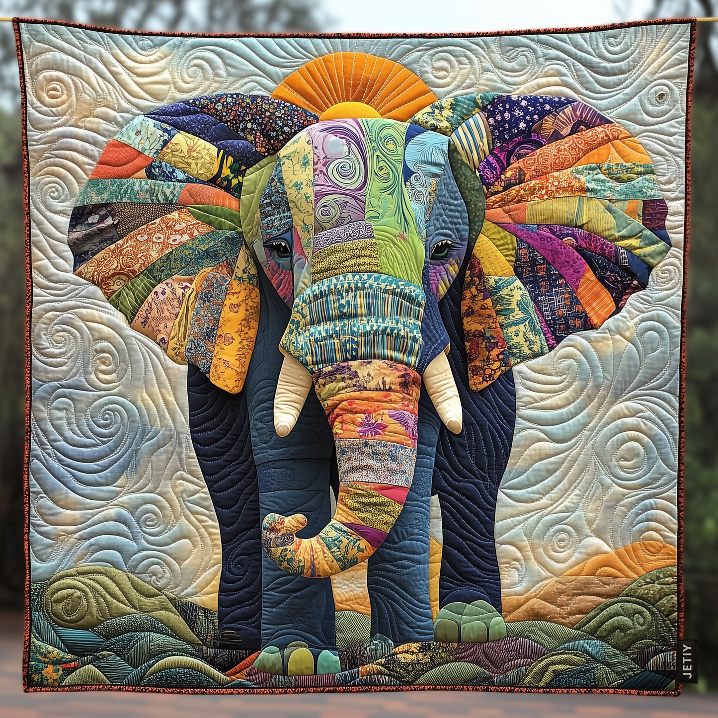 Tribal Elephant Harmony Quilted Blanket - Throw (55" x 60")