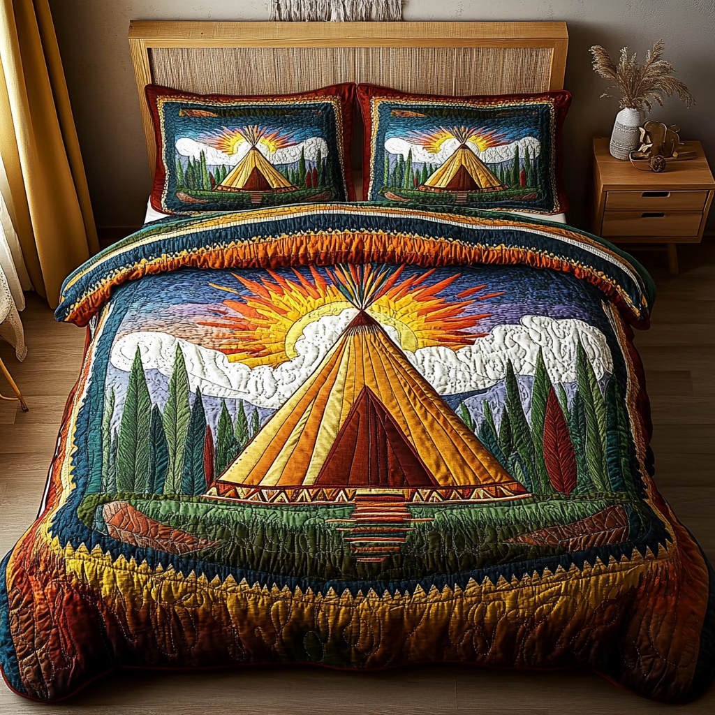 Tribal Escape 3-Piece Quilted Bedding Set - Single (59" x 70")