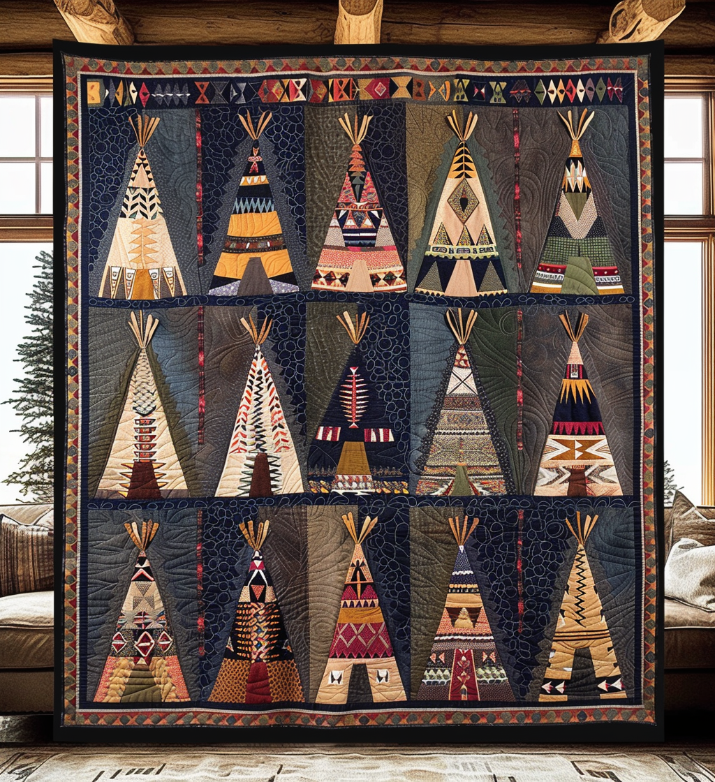 Tribal Harmony Quilted Blanket - Throw (55" x 60")