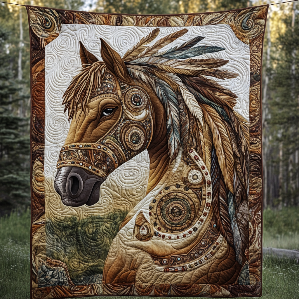 Tribal Majesty Quilted Blanket - Throw (55" x 60")